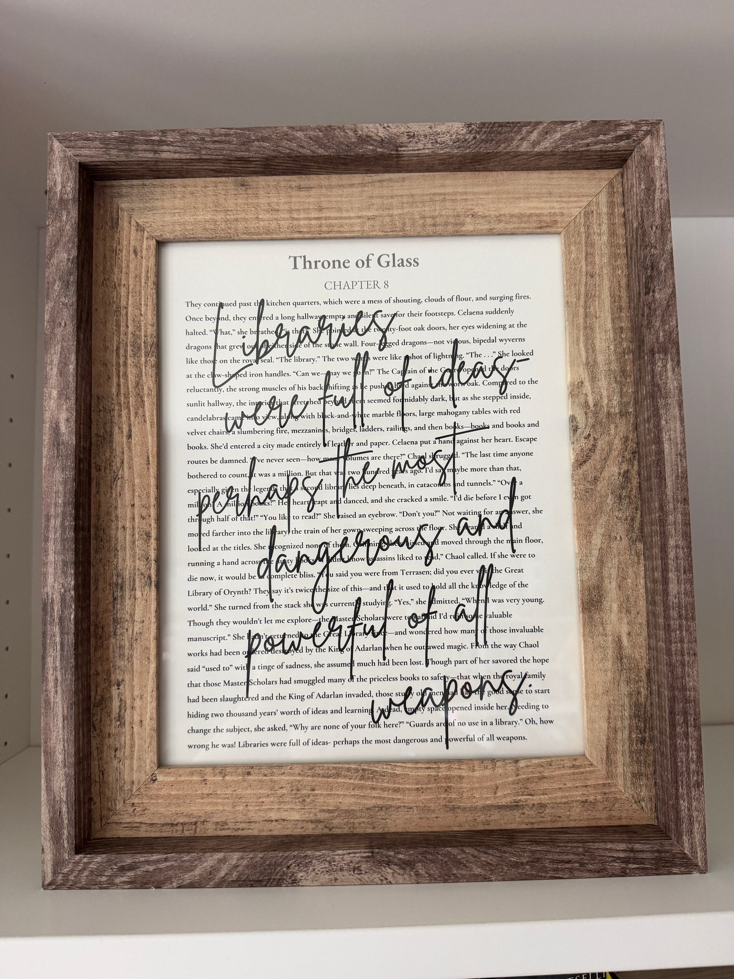 Bookish Frame | Throne of Glass Inspired Shelf Frame | "Libraries Were Full of Ideas" Quote Decor