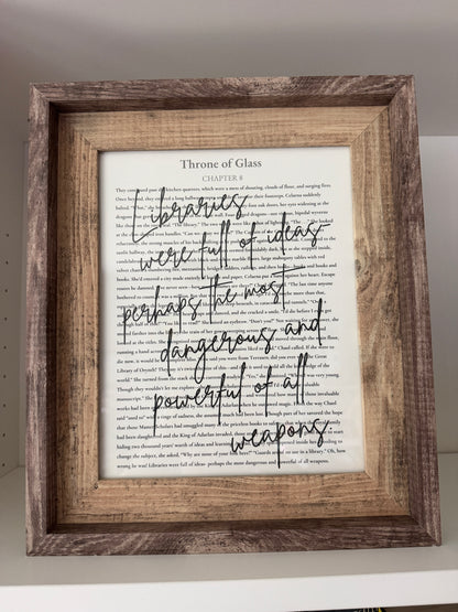 Bookish Frame | Throne of Glass Inspired Shelf Frame | "Libraries Were Full of Ideas" Quote Decor