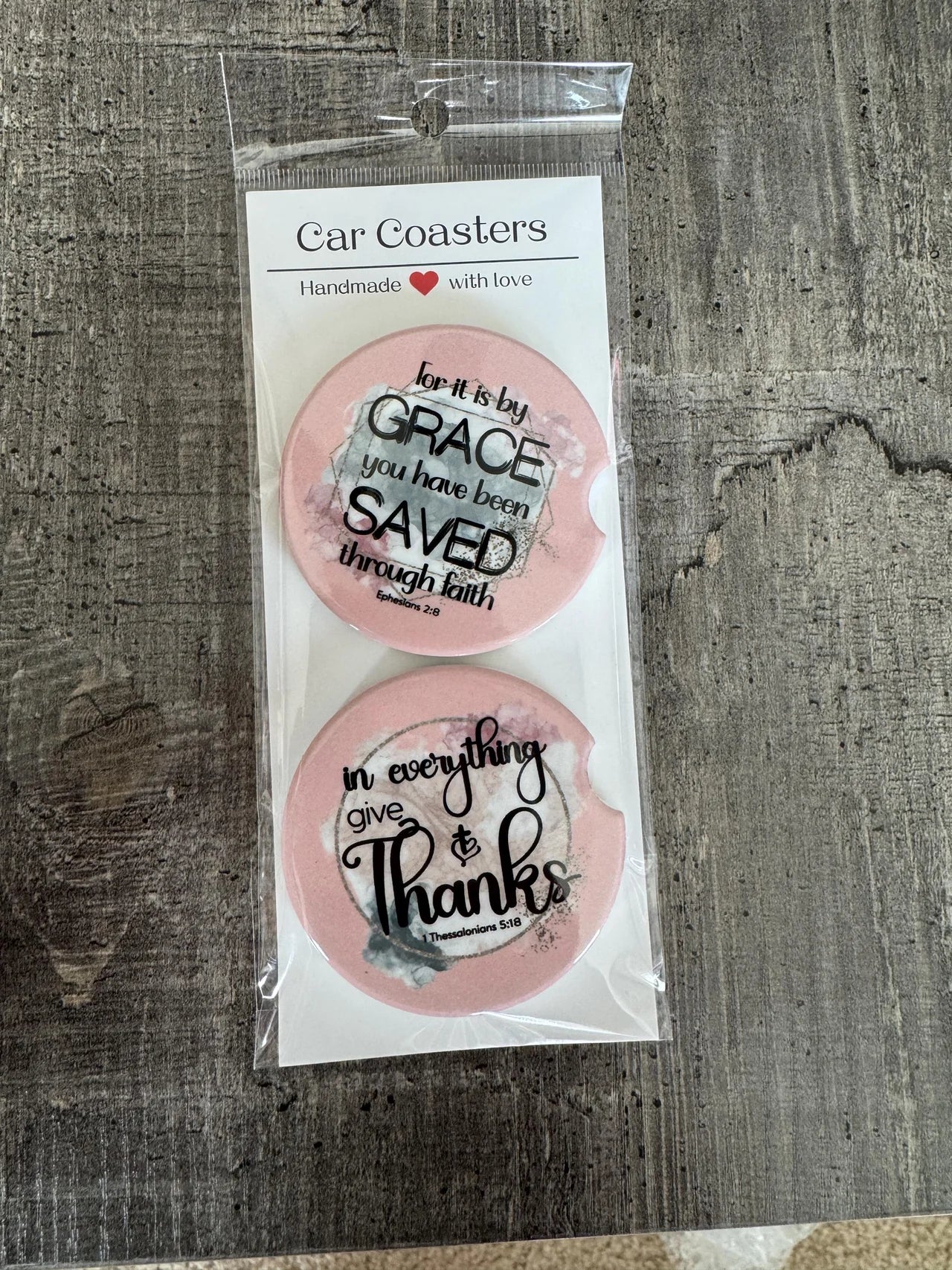 Christian Car Coasters | Grace & Thanks