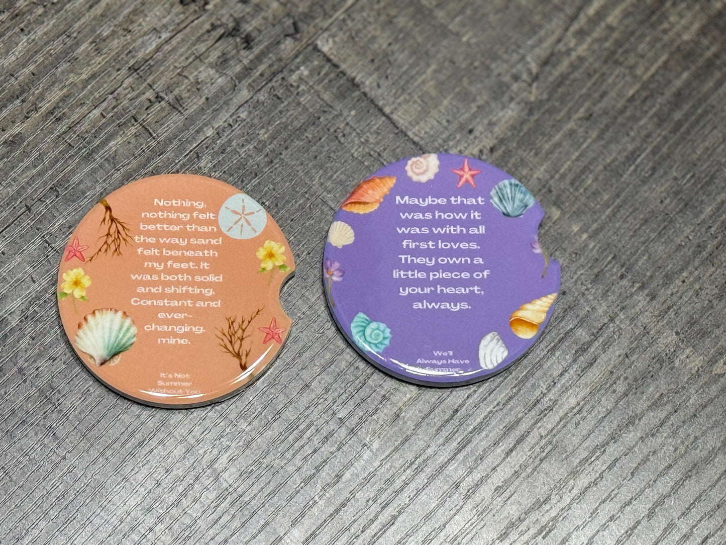 The Summer I Turned Pretty Quote Car Coasters – Beachy Pastel Love Set