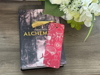 Rose in a Graveyard Gothic Bookmark | Dark Academia Alchemy Inspired Bookish Gift with Gold Tassel