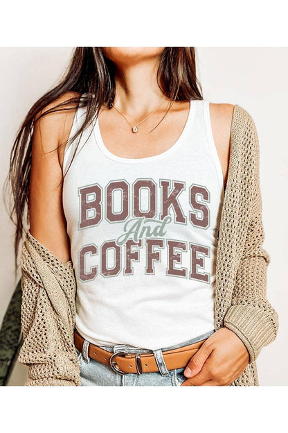 Books and Coffee Graphic Racerback Tank
