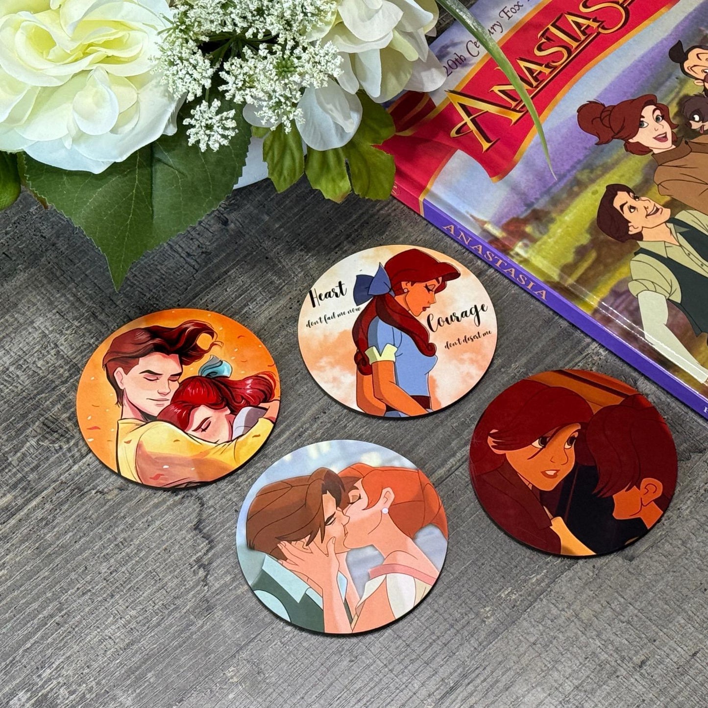 Anastasia Coaster Set | Heartfelt Animated Romance Fan Art Gift