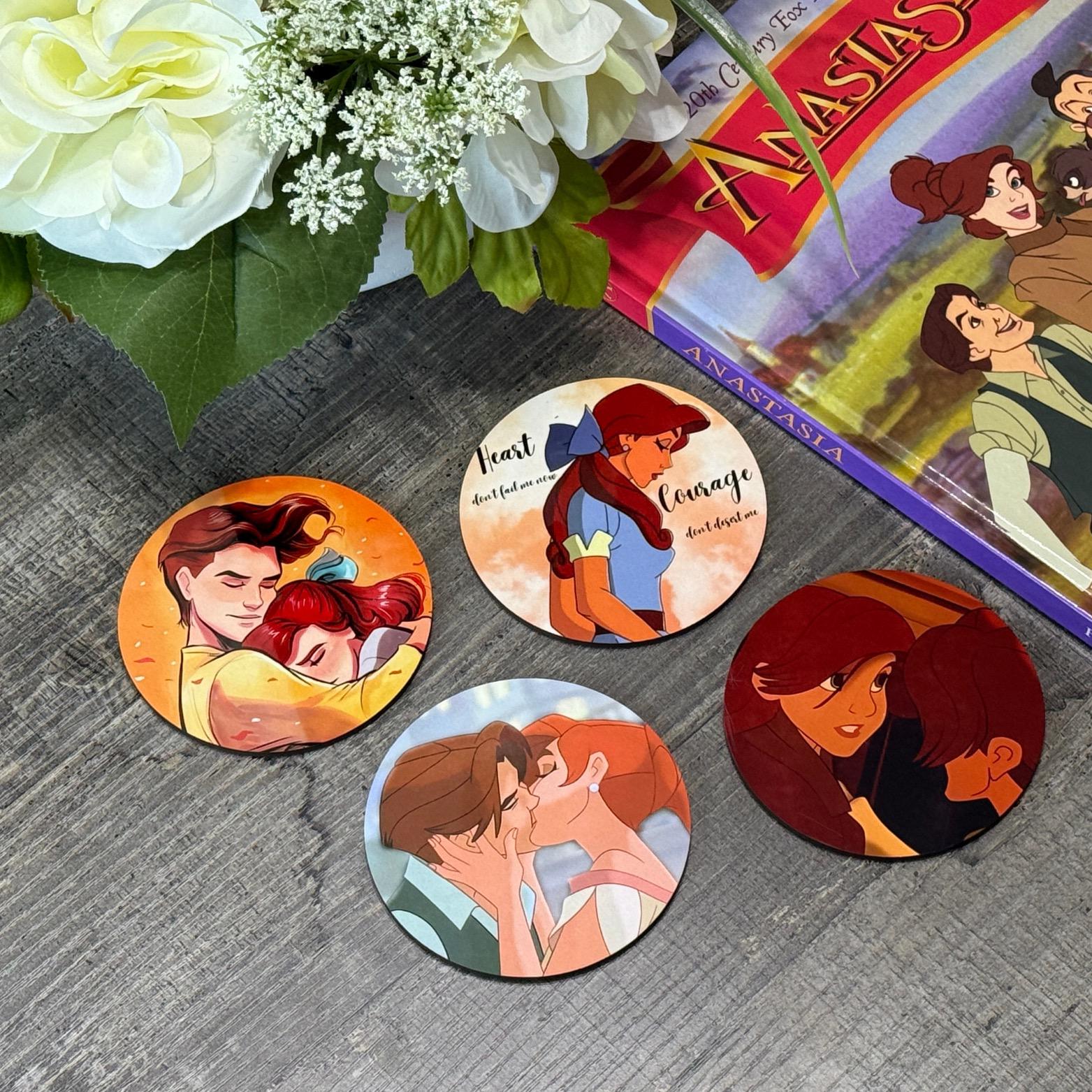 Anastasia Coaster Set | Heartfelt Animated Romance Fan Art Gift