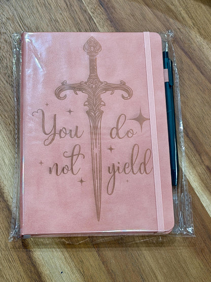 You Do Not Yield Leather Journal | Throne of Glass Inspired Notebook | Pink A5 Fantasy Journal | Bookish Gift for Readers Writers