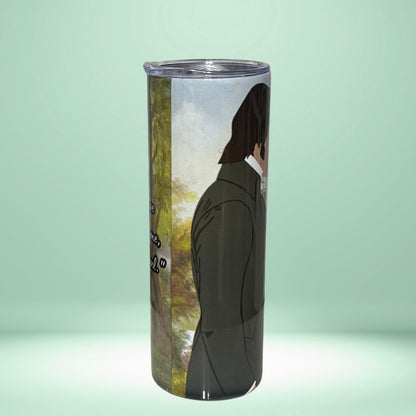Pride and Prejudice Tumbler | Mr. Darcy & Elizabeth Silhouette | Romantic Quote Gift for Readers