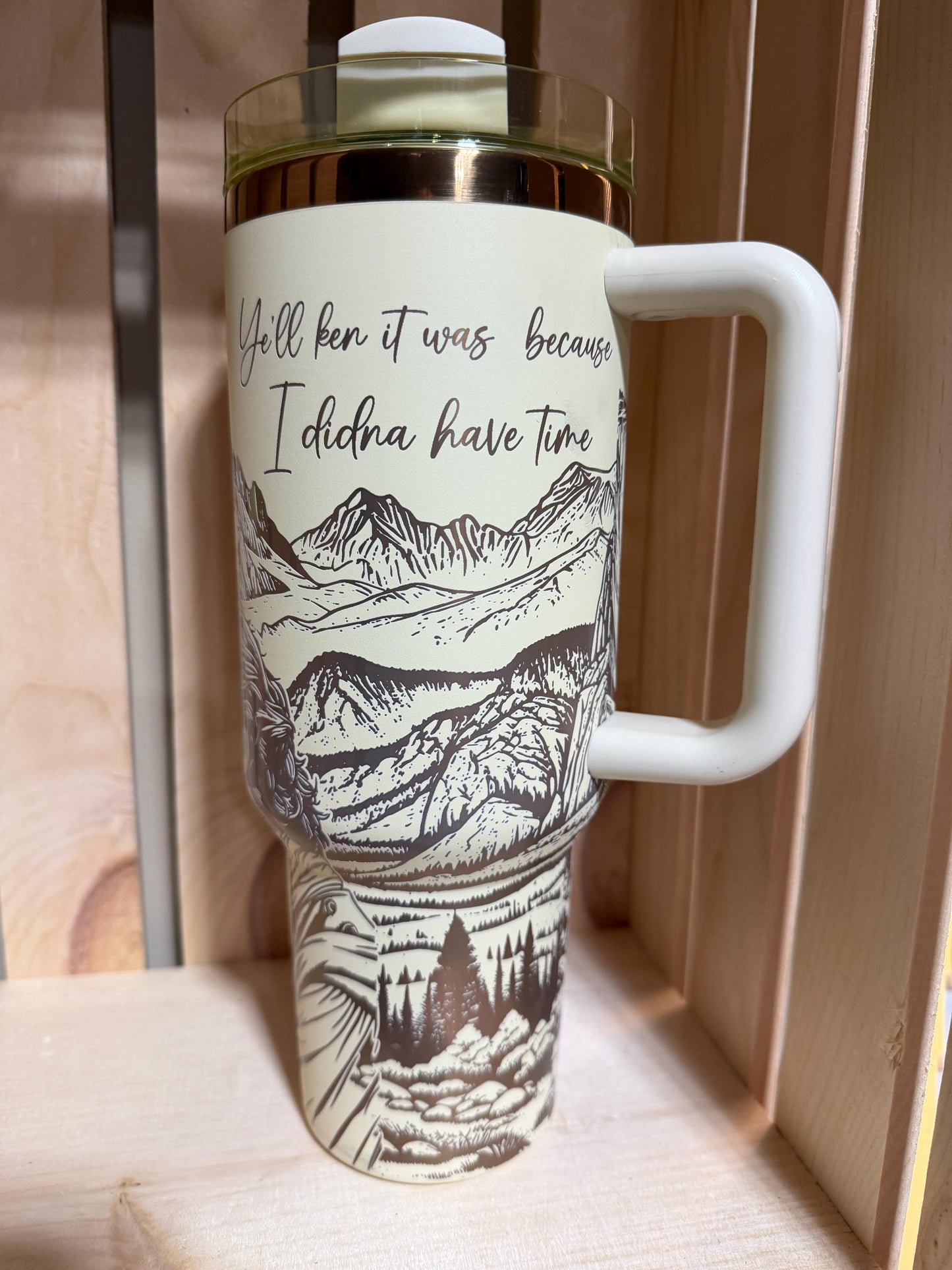 Stanley Style Outlander Inspired 40oz Engraved Tumbler | White Rainbow Stainless Steel Cup | Romance Book Gift | Laser Engraved Mug