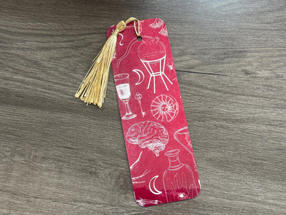 Rose in a Graveyard Gothic Bookmark | Dark Academia Alchemy Inspired Bookish Gift with Gold Tassel