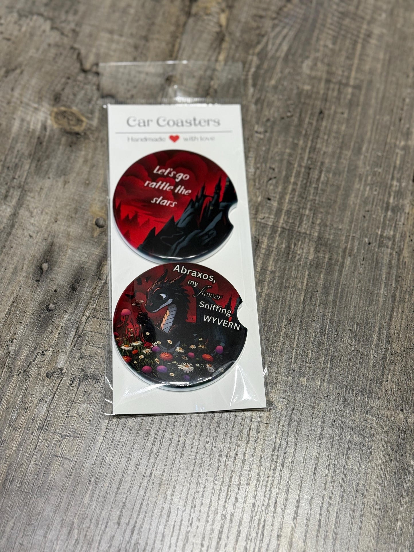Throne of Glass Inspired Car Coasters – Abraxos & “Rattle the Stars” Set