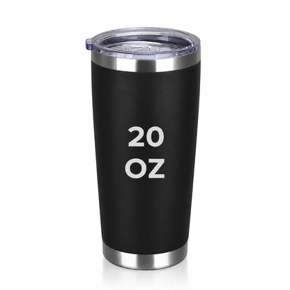 Between The Pages Boutique 20oz matte black powder-coated insulated tumbler with clear lid for custom engraving