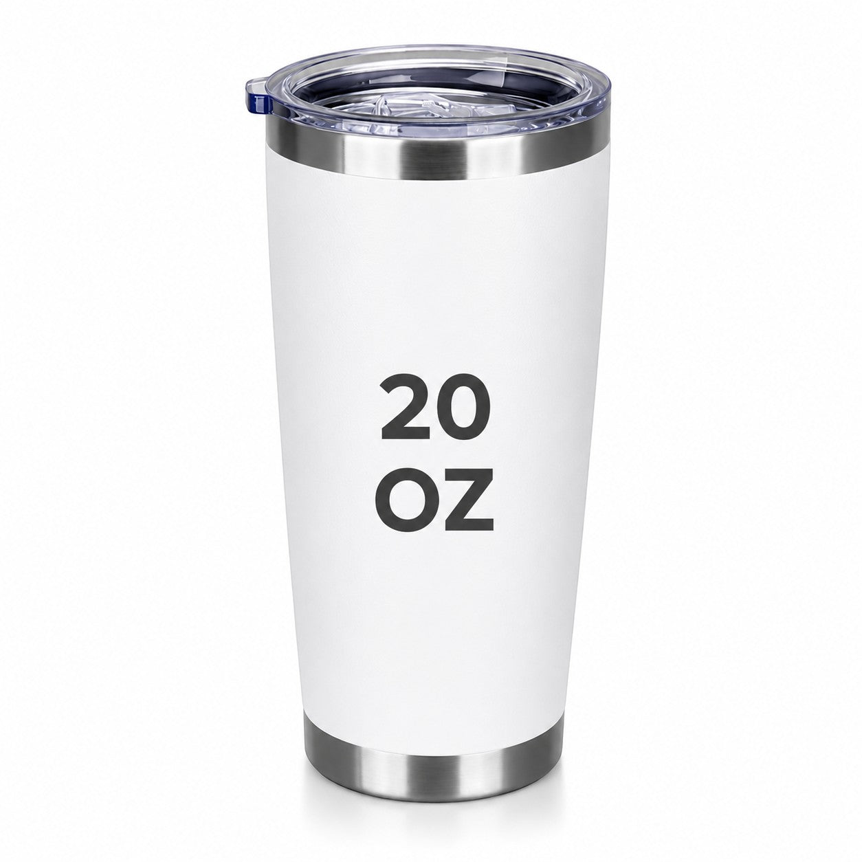 Between The Pages Boutique 20oz white powder-coated insulated tumbler with clear lid for custom engraving
