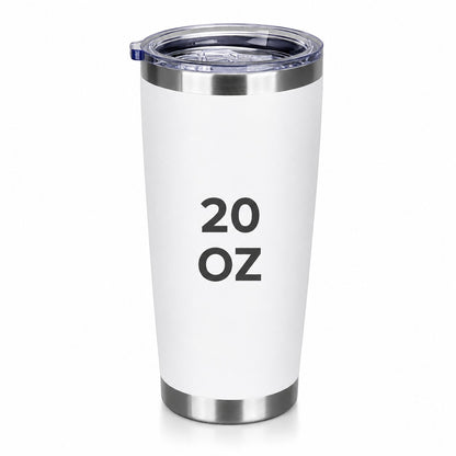 Between The Pages Boutique 20oz white powder-coated insulated tumbler with clear lid for custom engraving