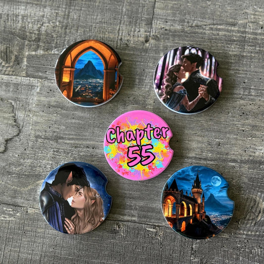ACOTAR-Inspired Car Coasters – Set of 2 - Chapter 55, Night Court & Feyre + Rhysand Designs