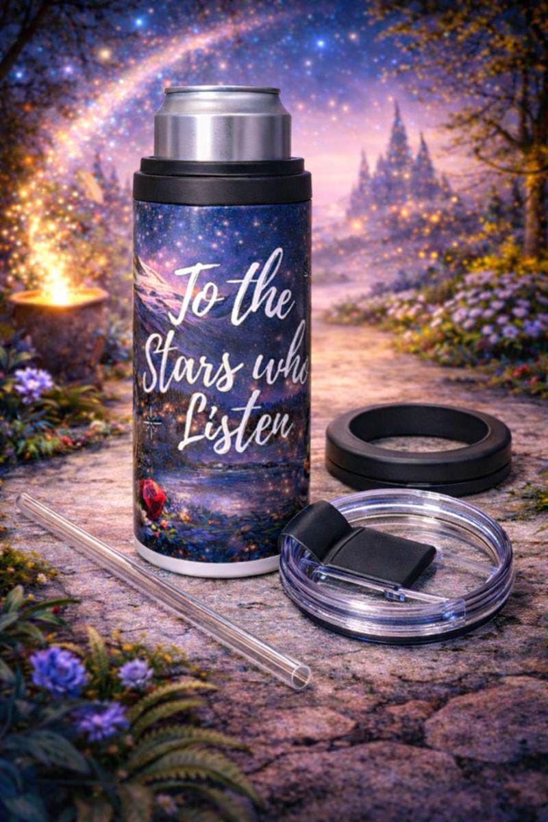To the Stars Who Listen 4-in-1 Can Cooler & Tumbler | ACOTAR Inspired Drinkware | Bookish Fantasy Tumbler Gift for Readers