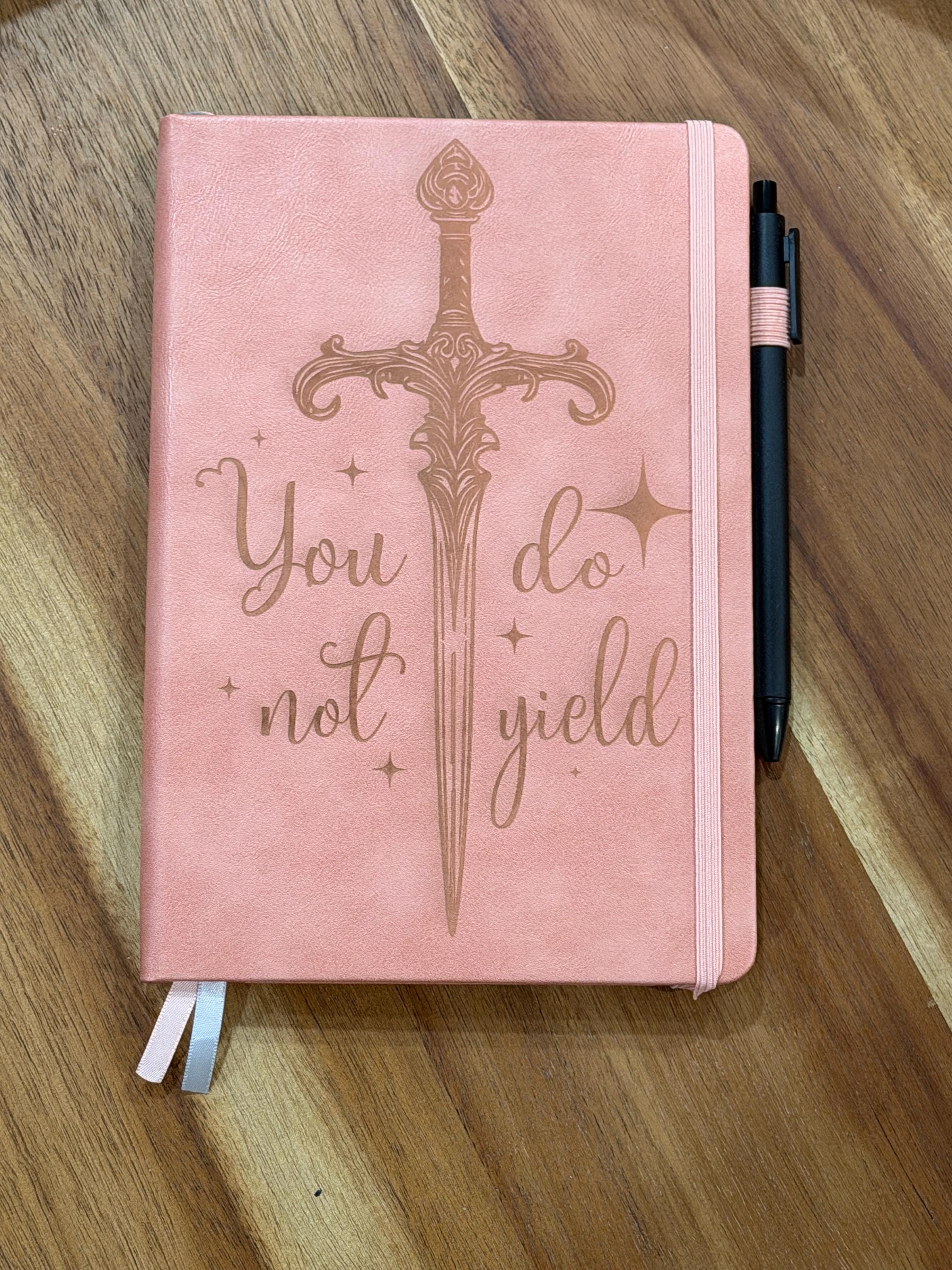 You Do Not Yield Leather Journal | Throne of Glass Inspired Notebook | Pink A5 Fantasy Journal | Bookish Gift for Readers Writers