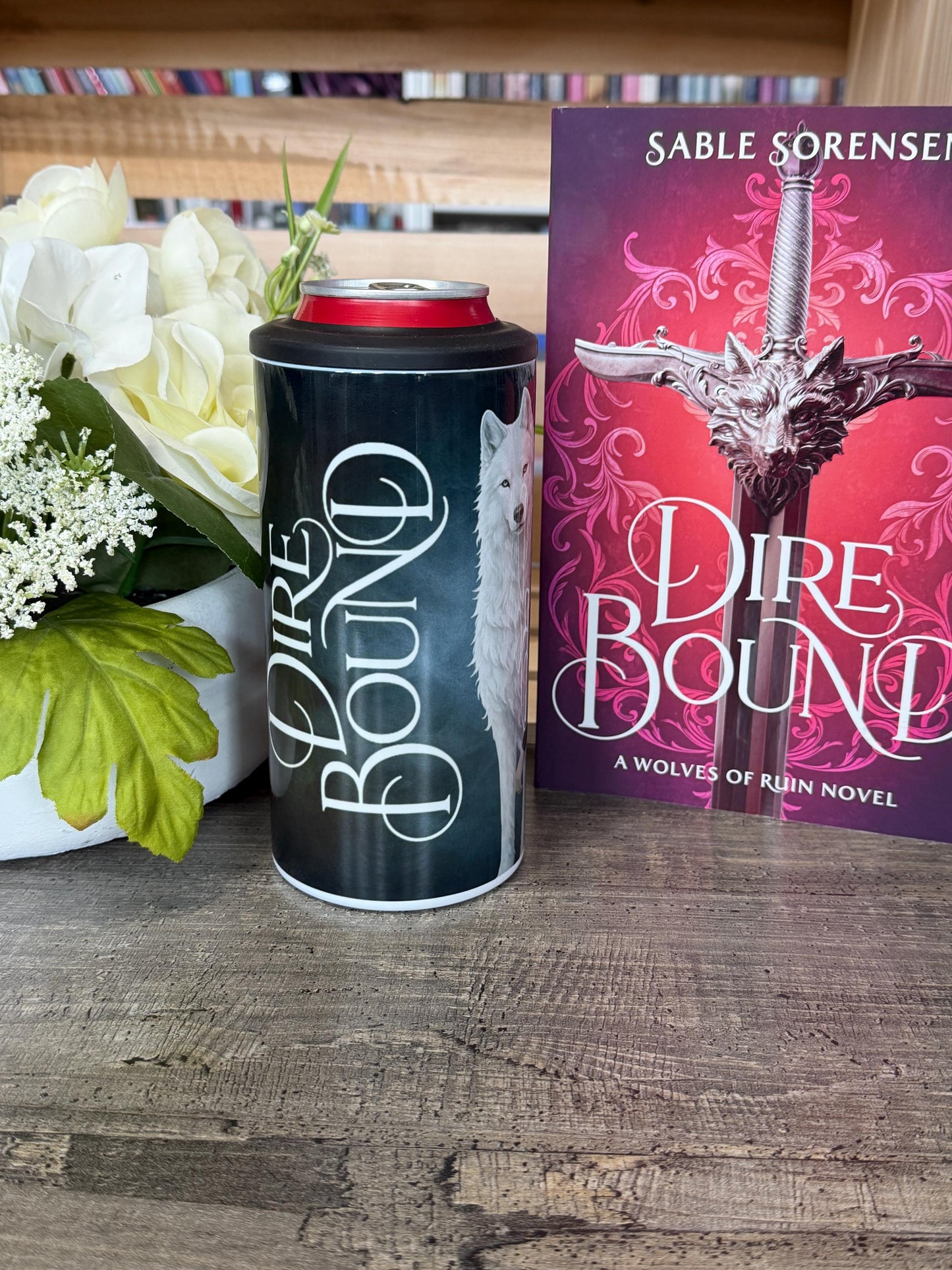 Dire Bound Inspired 4 in 1 Can Cooler | Meryn Cooper Wolf Tumbler | Dark Fantasy Romance Cup | Wolves of Ruin Gift | Bookish Drinkware