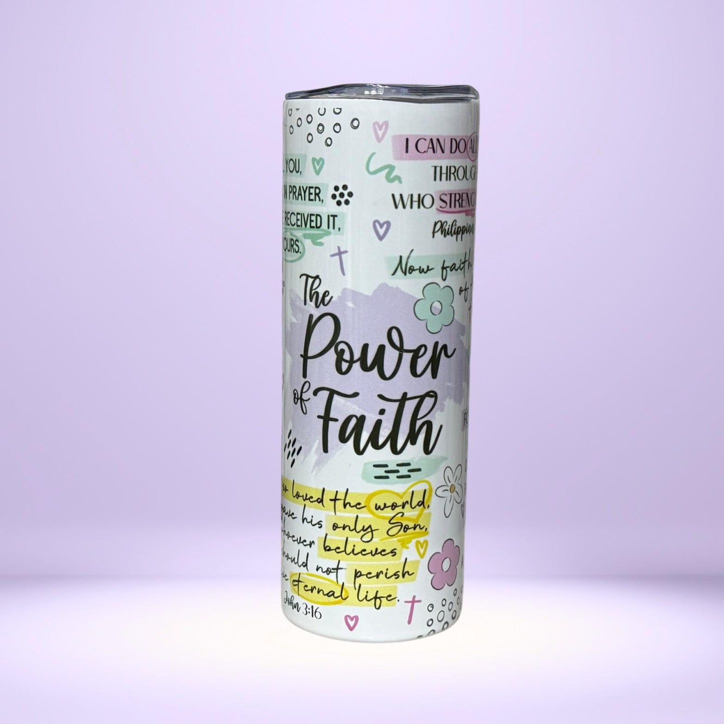 Power of Faith Tumbler | Bible Verse Christian Gift | Inspirational Scripture Drinkware
