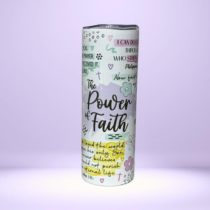 Power of Faith Tumbler | Bible Verse Christian Gift | Inspirational Scripture Drinkware