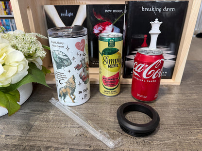 Twilight Inspired 4 in 1 Can Cooler | Vampire Bookish Drink Holder | Edward vs Jacob Tumbler | Book Lover Gift | Insulated Can Cooler