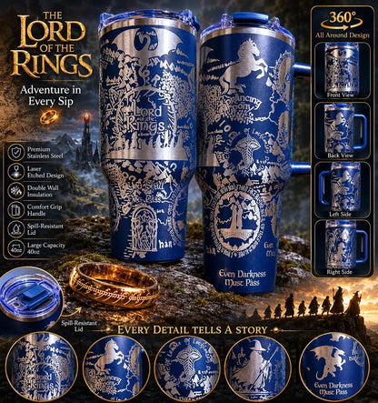 Lord of the Rings 40oz Engraved Tumbler | LOTR Stanley Style Cup | One Ring Fantasy Travel Mug | Tolkien Bookish Gift | Middle Earth Cup