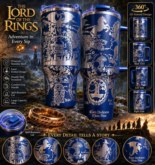 Lord of the Rings 40oz Engraved Tumbler | LOTR Stanley Style Cup | One Ring Fantasy Travel Mug | Tolkien Bookish Gift | Middle Earth Cup