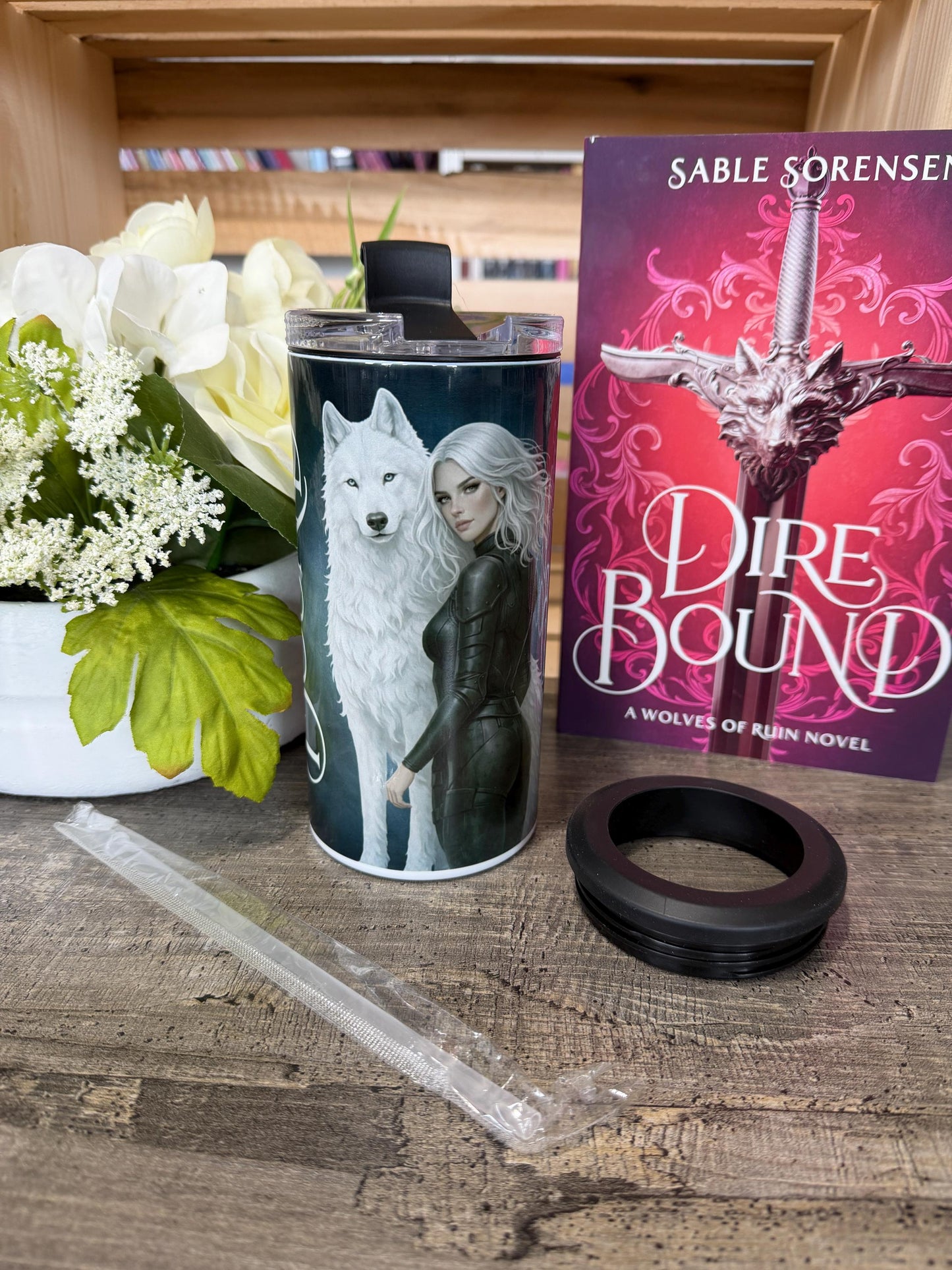 Dire Bound Inspired 4 in 1 Can Cooler | Meryn Cooper Wolf Tumbler | Dark Fantasy Romance Cup | Wolves of Ruin Gift | Bookish Drinkware