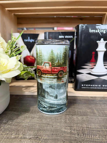 Twilight Aesthetic 4 in 1 Can Cooler | Edward Bella Jacob Inspired | Moody Forest Bookish Tumbler | Forks Vibes Cup | Vampire Reader Gift
