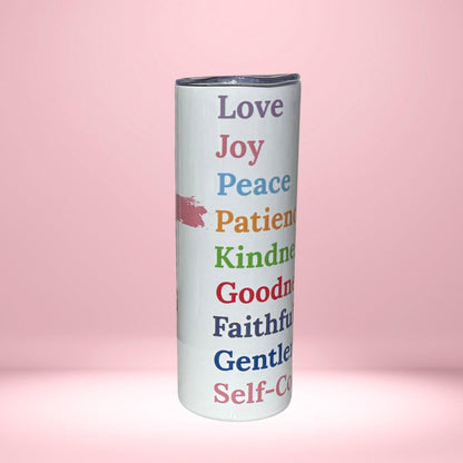 Fruits of the Spirit Tumbler | Christian Faith Drinkware with Galatians 5 Design