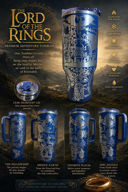 Lord of the Rings 40oz Engraved Tumbler | LOTR Stanley Style Cup | One Ring Fantasy Travel Mug | Tolkien Bookish Gift | Middle Earth Cup