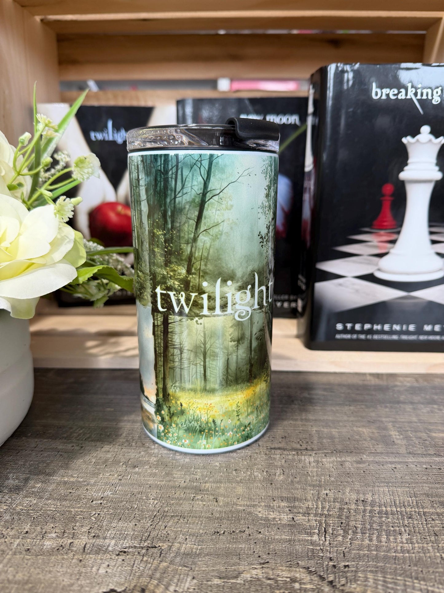 Twilight Aesthetic 4 in 1 Can Cooler | Edward Bella Jacob Inspired | Moody Forest Bookish Tumbler | Forks Vibes Cup | Vampire Reader Gift