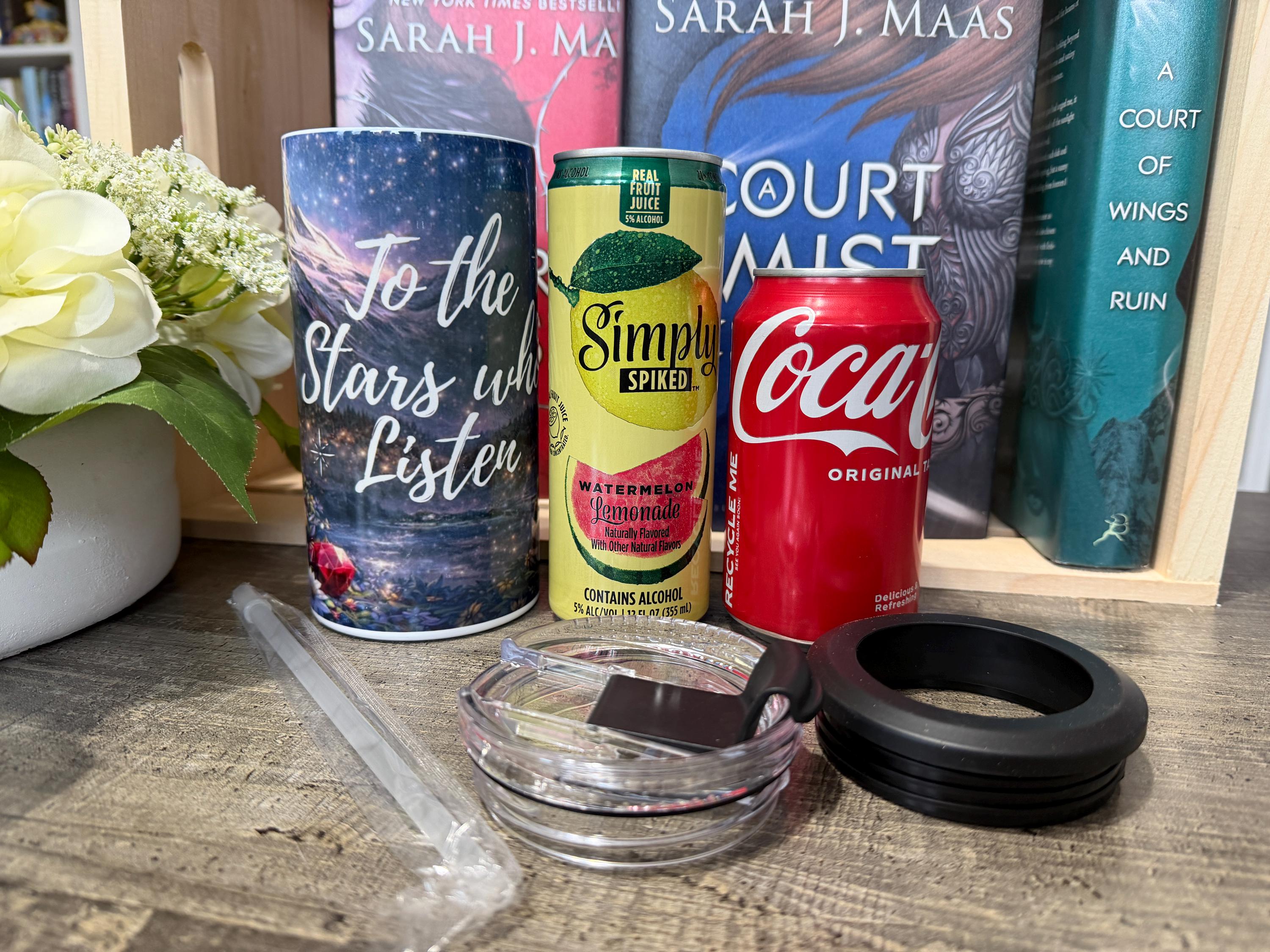 To the Stars Who Listen 4-in-1 Can Cooler & Tumbler | ACOTAR Inspired Drinkware | Bookish Fantasy Tumbler Gift for Readers