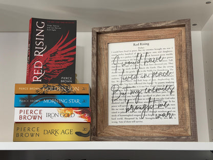 Bookish Frame | Red Rising Inspired Book Page Frame | Bookish Wall Art | Sci-Fi Reader Decor | Rustic Literary Quote Art | Gift for Book Lovers