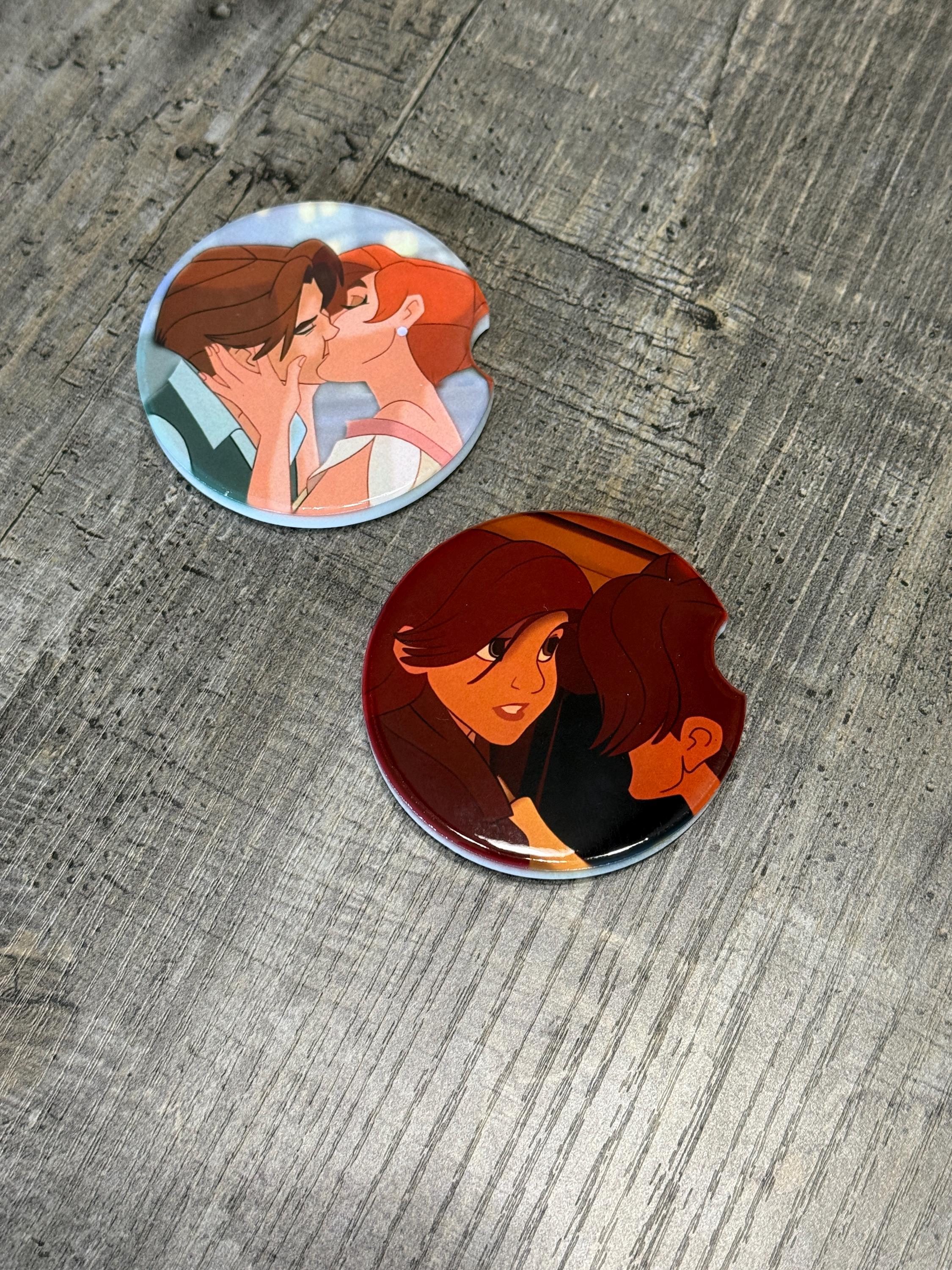 Anya & Dimitri Car Coasters | Anastasia-Inspired Vintage Romance Set