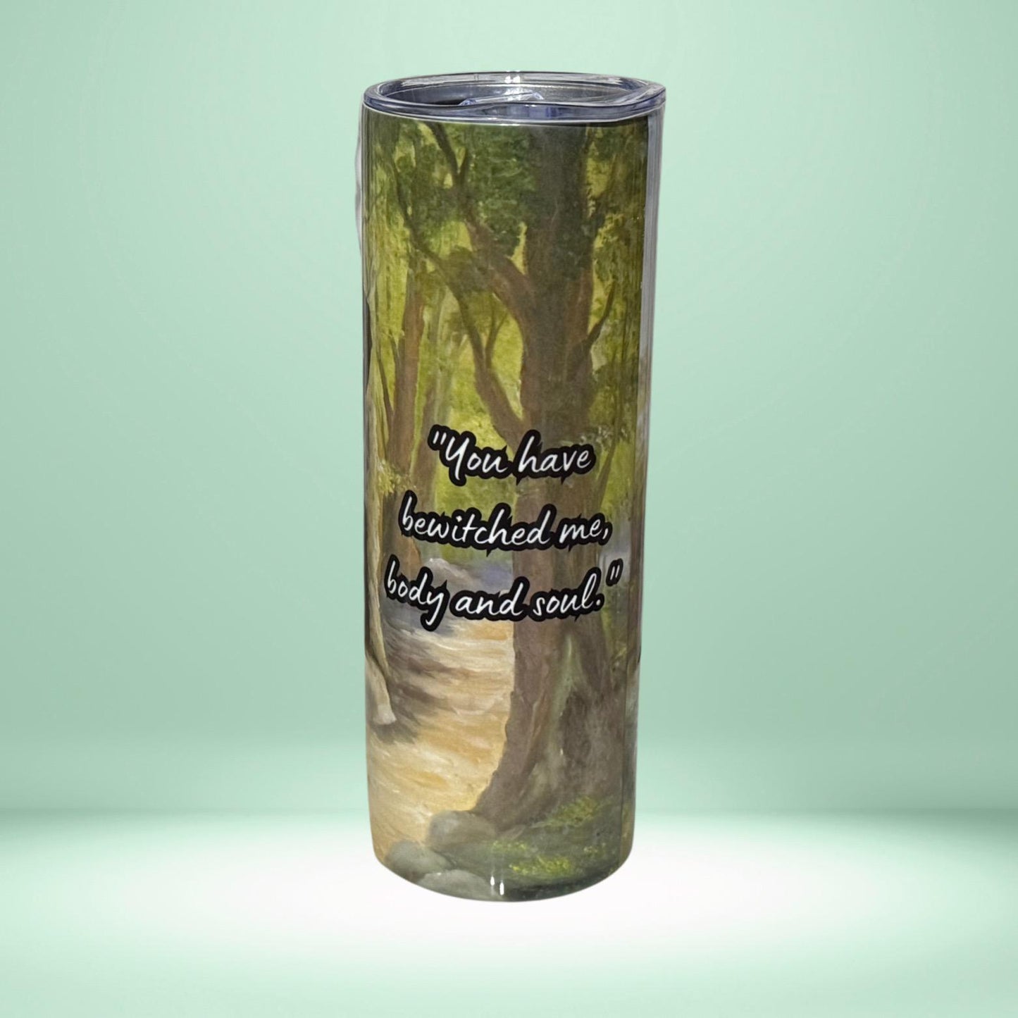 Pride and Prejudice Tumbler | Mr. Darcy & Elizabeth Silhouette | Romantic Quote Gift for Readers