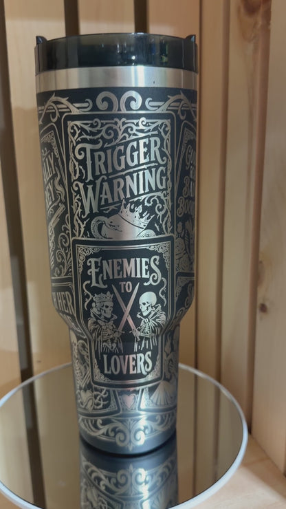 Dark Romance 40oz Engraved Tumbler with Handle | Smut Reader Tumbler | Enemies to Lovers Cup | Morally Grey Bookish Gift | Dark Romance Reader