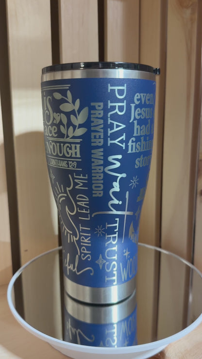 Man of Faith | Christian Engraved Tumbler |Jesus Cross Lion Bible Verse Cup | Religious Gift for Men Women