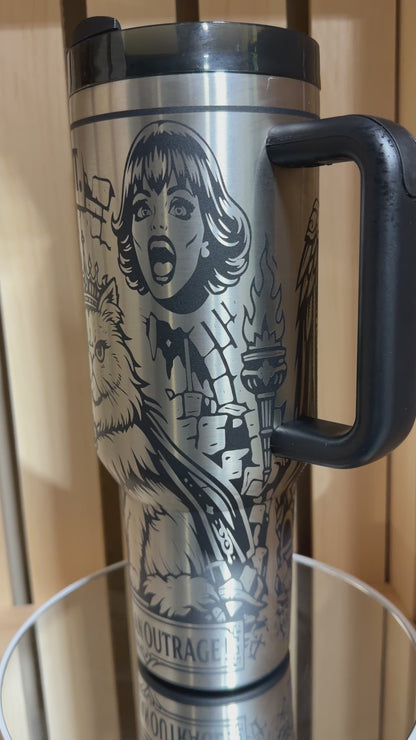 Dungeon Crawler Carl 40oz Engraved Tumbler | Goddamnit Donut Laser Engraved Cup | Princess Donut & Carl Fan Gift | Book Lover Travel Mug