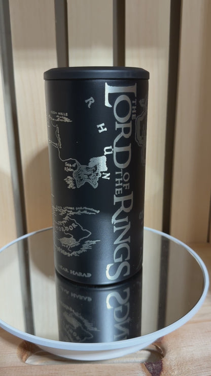 Lord Rings Gift, LOTR Tumbler, Middle Earth, Tolkien Gift, Fantasy Reader, Book Lover Gift, Engraved Cup, Can Cooler, Hobbit Gift, Fantasy Gift, Reader Tumbler, LOTR Fan Gift, Middle Earth Map
